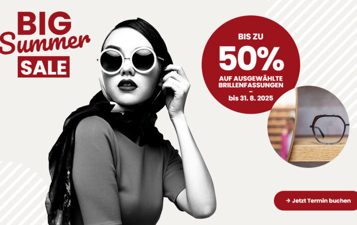 Summer Sale bis zu 50% auf ausgewählte Brillenfassungen bis 31.08.2025